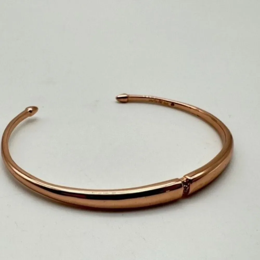 Stella & Dot Pave Inset Rose Gold Cuff Dainty‎ Minimalist understated Elegant